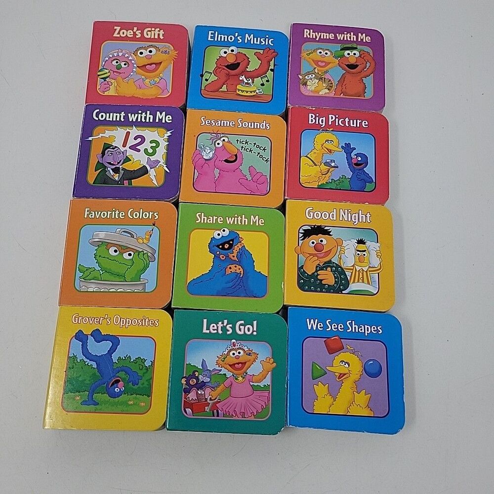 Sesame Street Mini Board Books Lot Of 12 Zoe, Elmo, Bert & Ernie, Cookie Monster